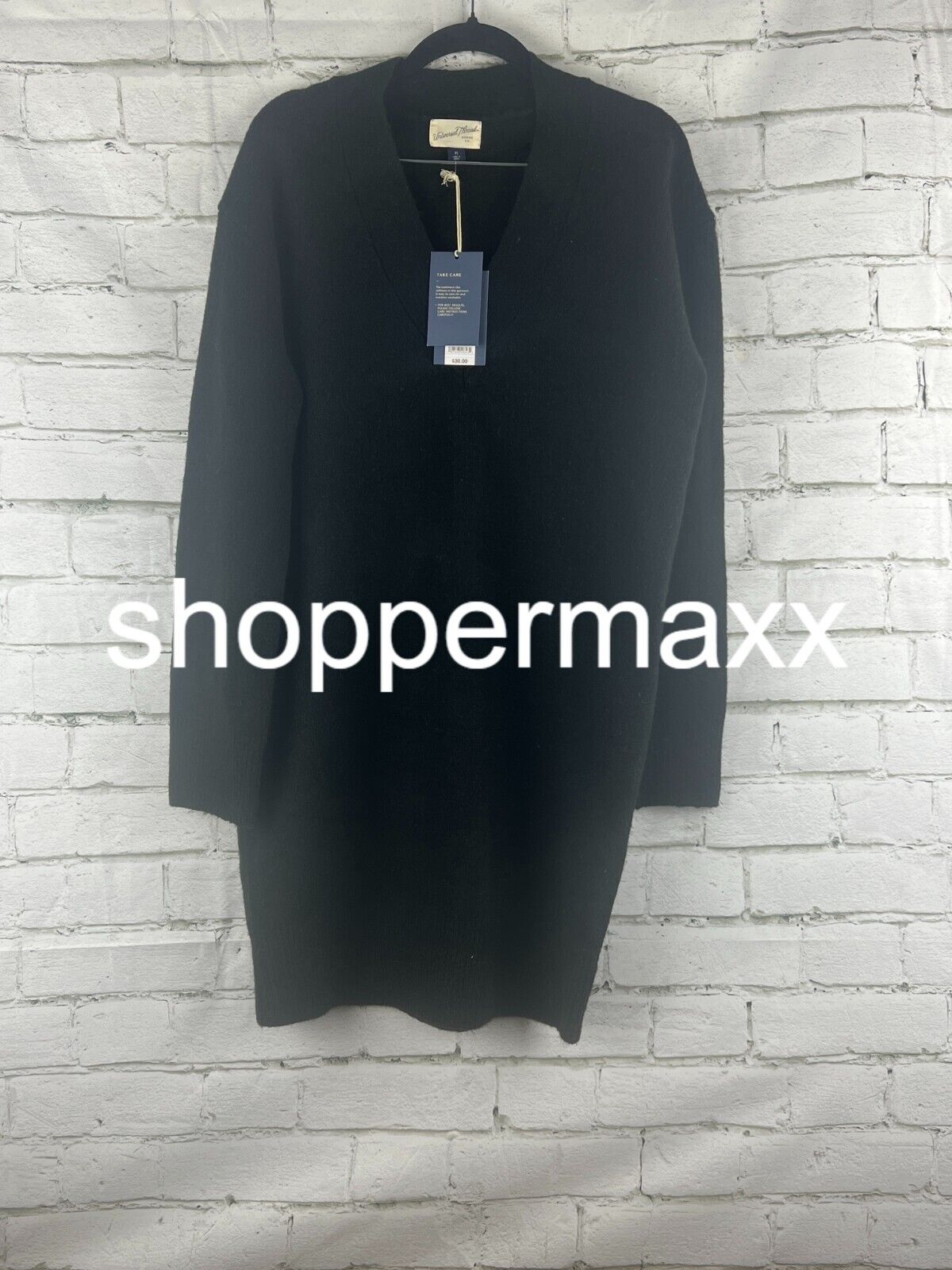 Women's Long Sleeve Tunic Mini Sweater Dress - Universal Thread, Black, XS