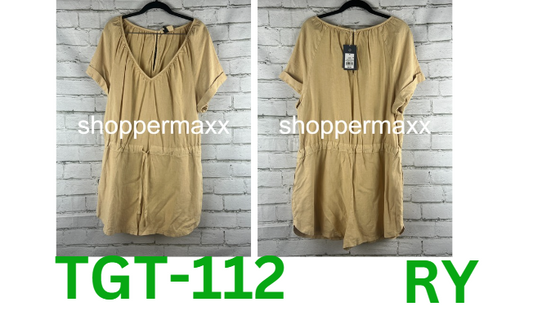 Women's Short Sleeve Romper - Universal Thread, Tan, M