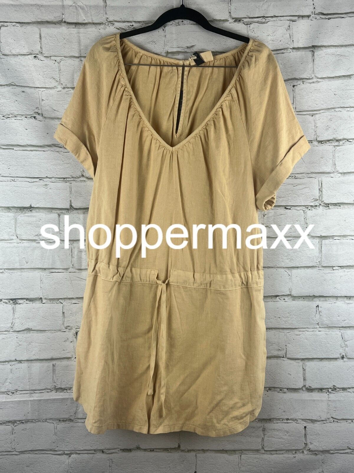 Women's Short Sleeve Romper - Universal Thread, Tan, M