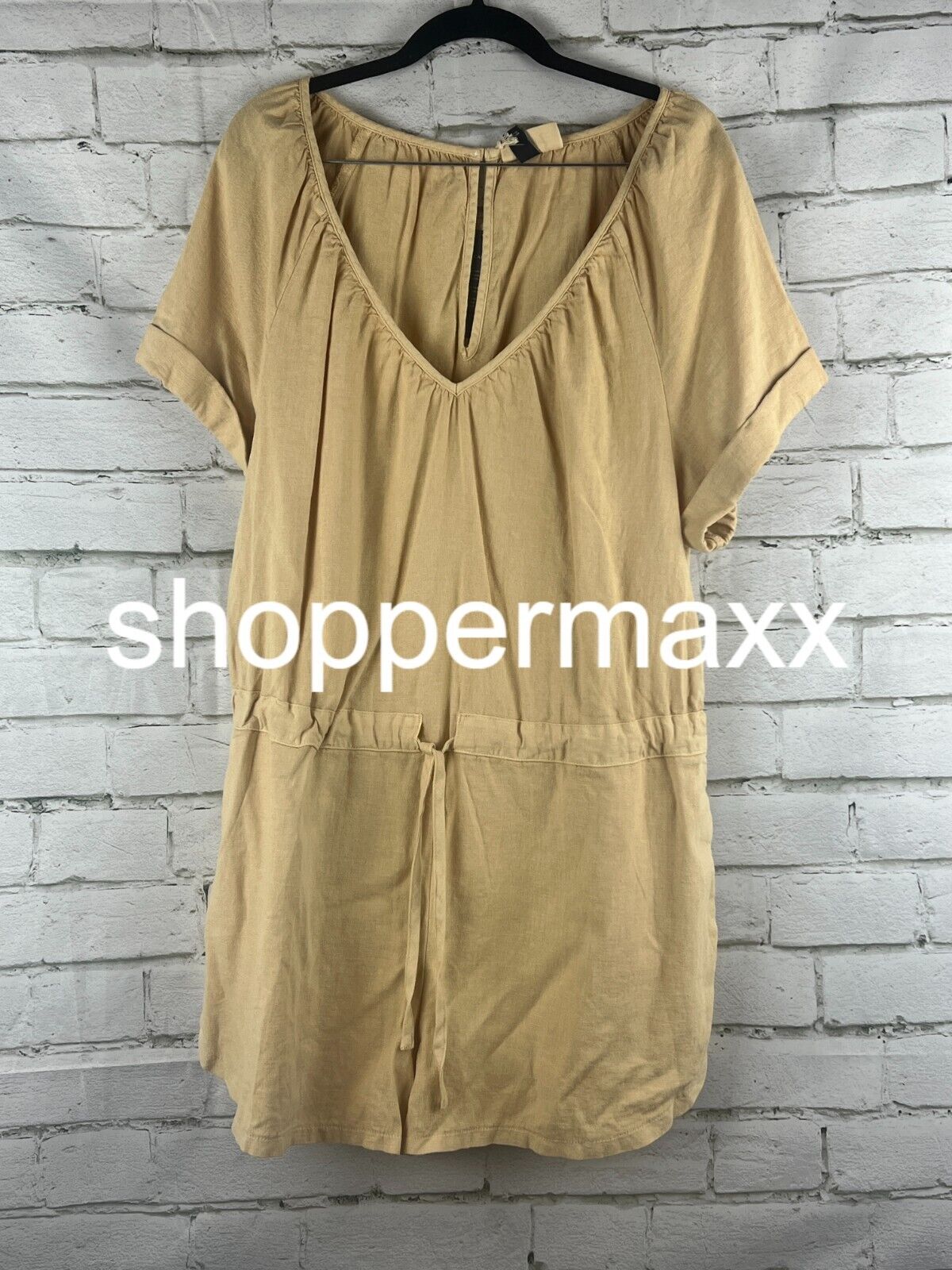Women's Short Sleeve Romper - Universal Thread, Tan, M