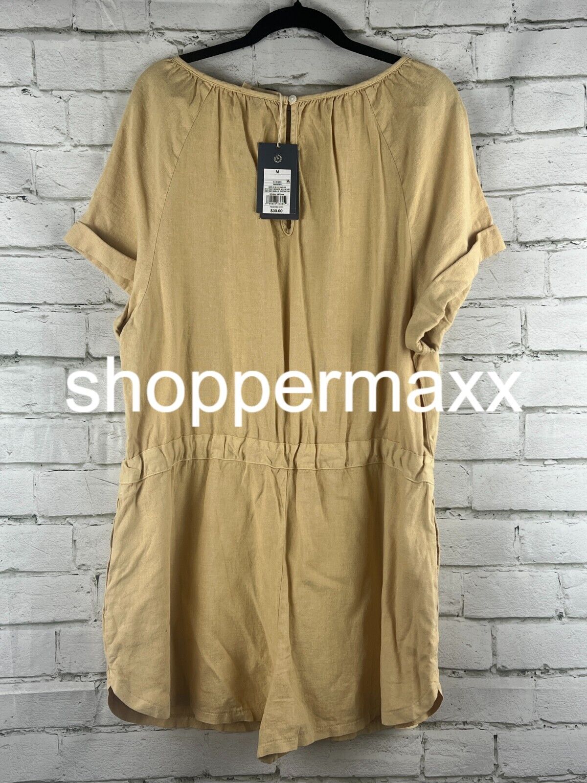 Women's Short Sleeve Romper - Universal Thread, Tan, M