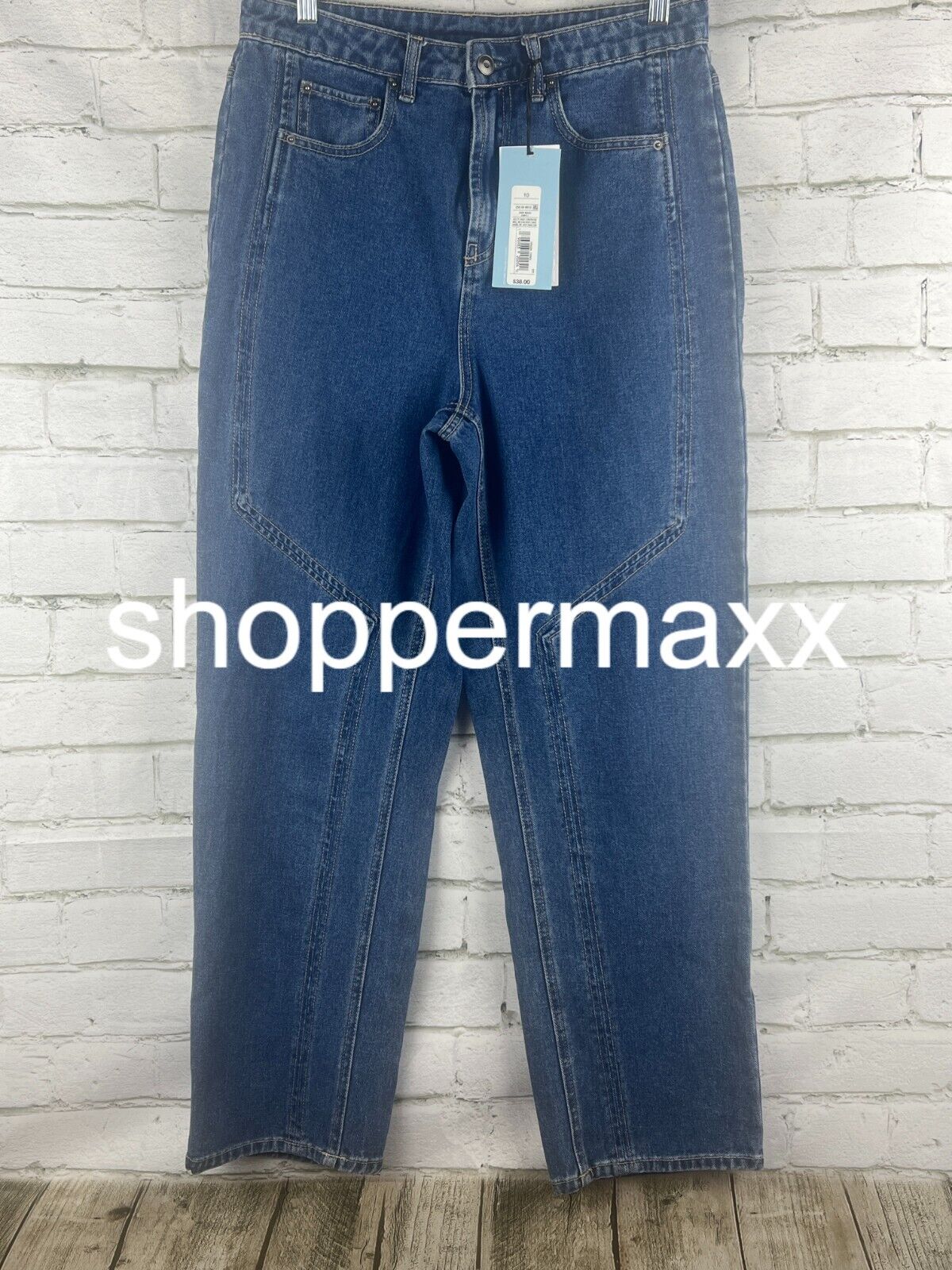 Women's Western Seamed Straight Denim Pant -Future Collective, Dark Blue, 10