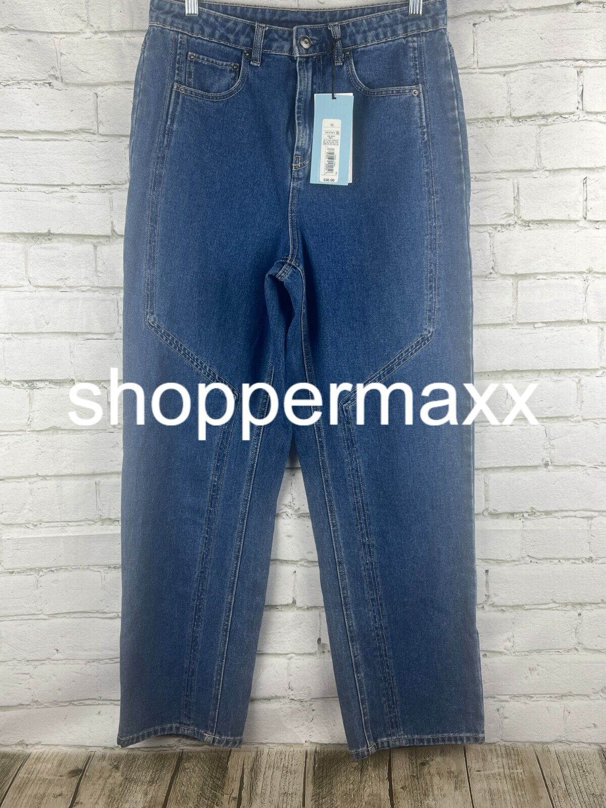 Women's Western Seamed Straight Denim Pant -Future Collective, Dark Blue, 10
