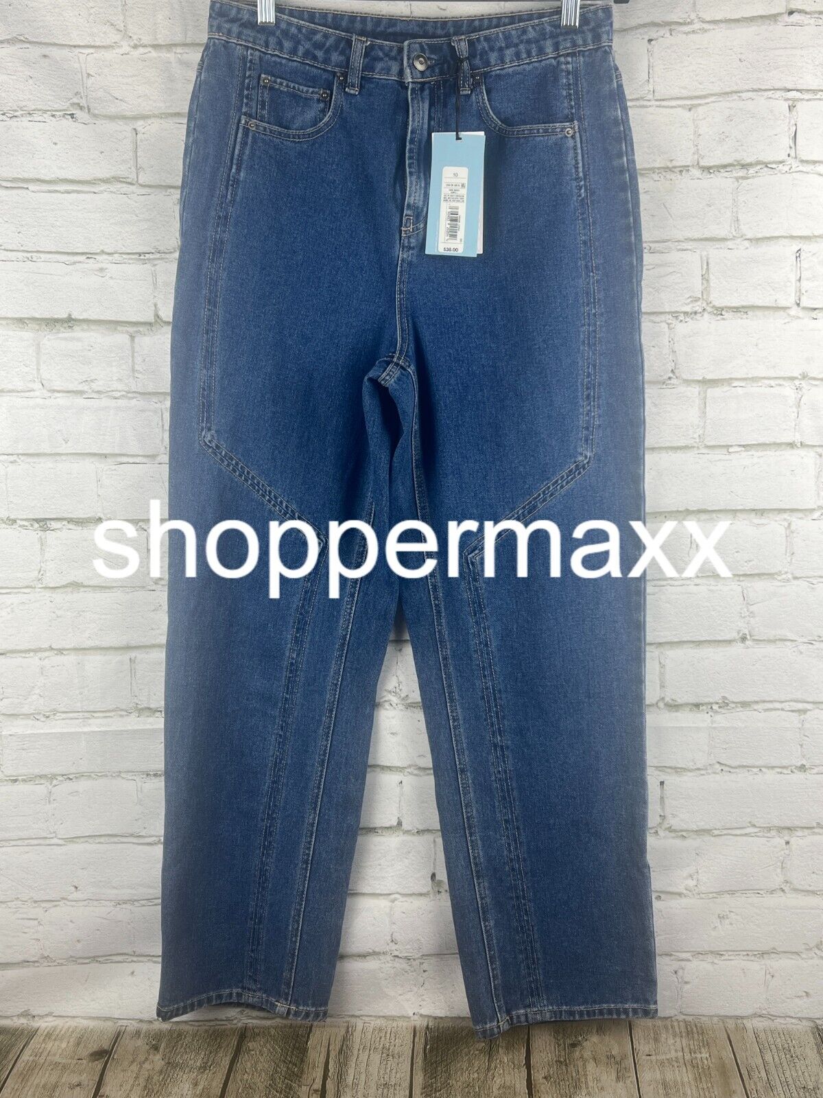 Women's Western Seamed Straight Denim Pant -Future Collective, Dark Blue, 10