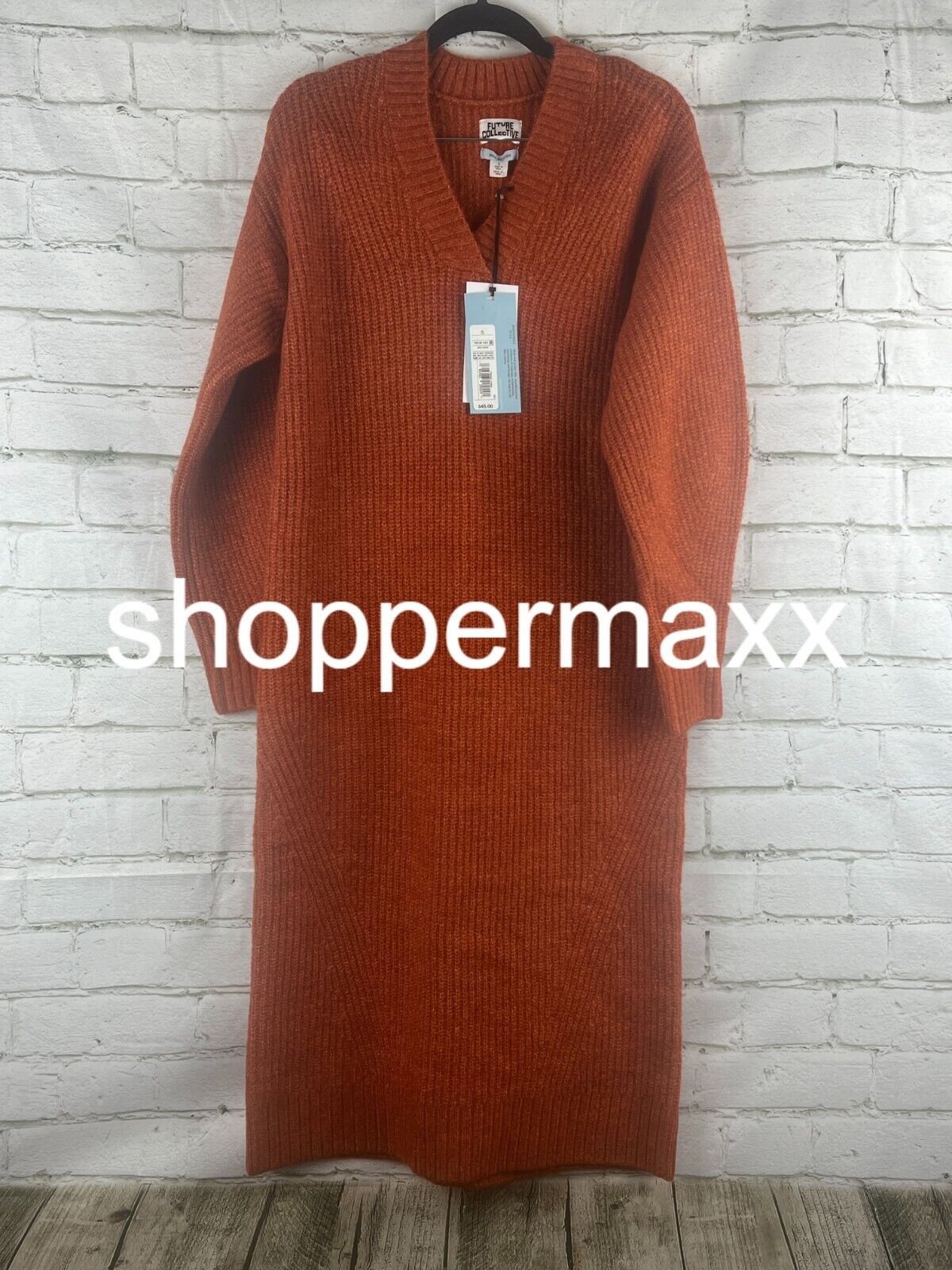 Women's Long Sleeve Chunky Sweater Midi Dress - Future Collective with Reese, S