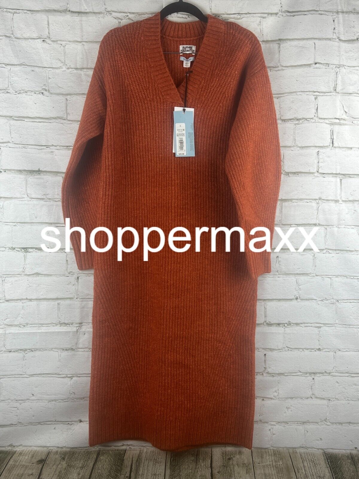 Women's Long Sleeve Chunky Sweater Midi Dress - Future Collective with Reese, S