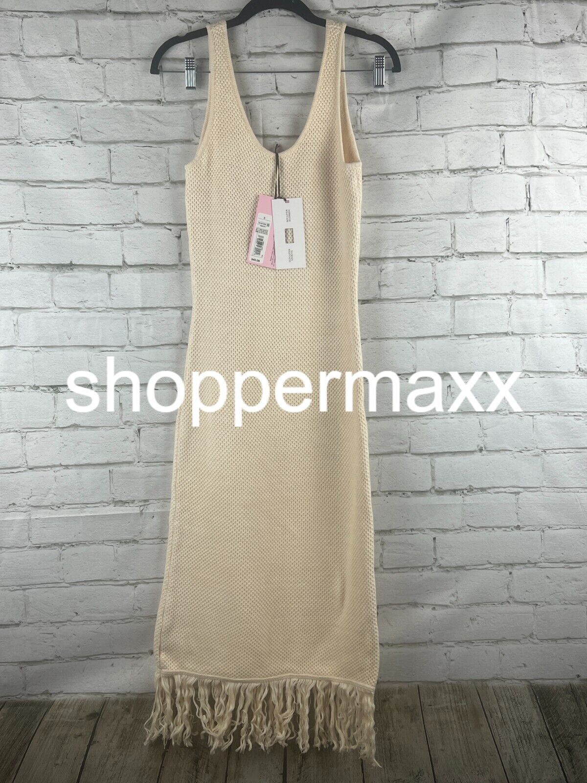 Women's Crochet Fringe Dress - Future Collective with Alani Noelle, Tan, S