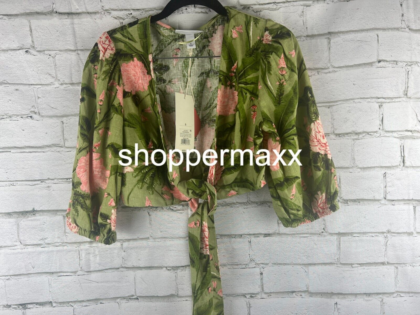 Women's Large Peony Print Tie Wrap Top - Agua BenditaxTarget, Dark Olive/Blush,S