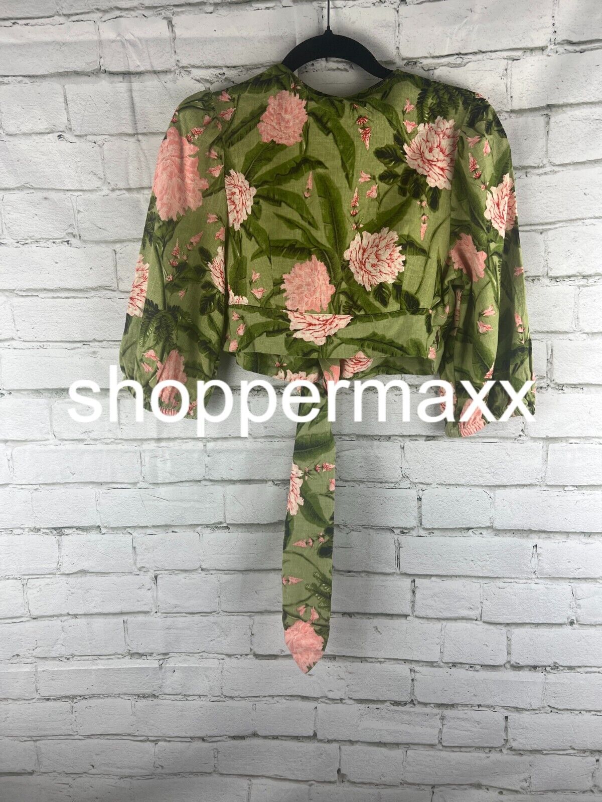 Women's Large Peony Print Tie Wrap Top - Agua BenditaxTarget, Dark Olive/Blush,S