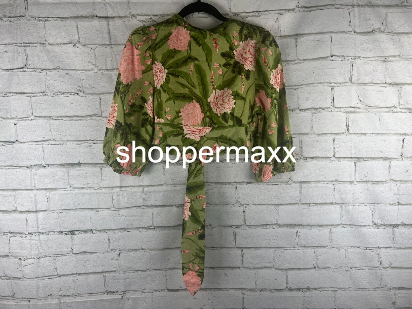 Women's Large Peony Print Tie Wrap Top - Agua BenditaxTarget, Dark Olive/Blush,S