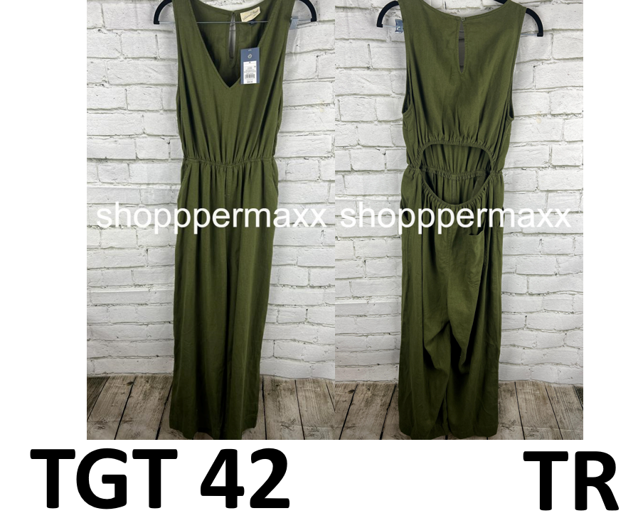Women's Linen V-Neck Jumpsuit - Universal Thread, Green, Size Small