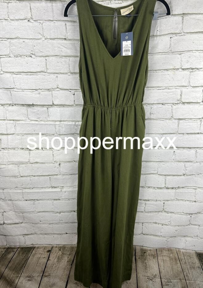 Women's Linen V-Neck Jumpsuit - Universal Thread, Green, Size Small