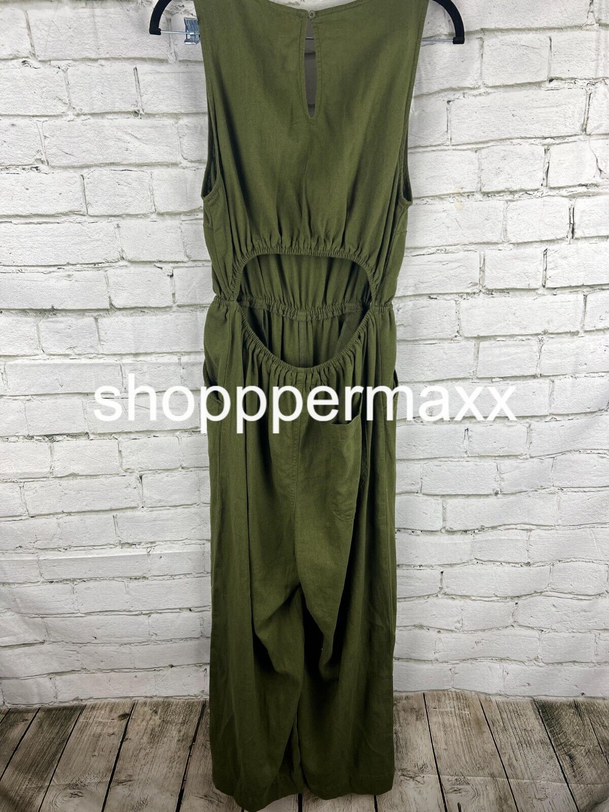 Women's Linen V-Neck Jumpsuit - Universal Thread, Green, Size Small