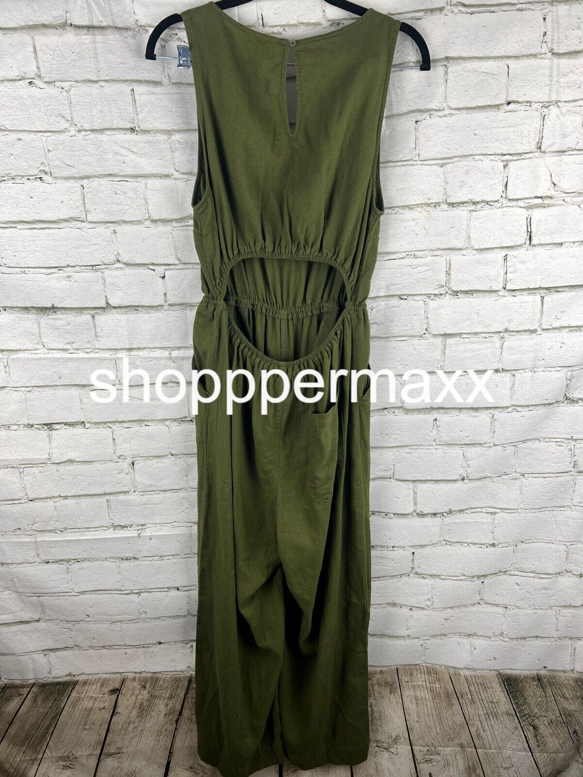 Women's Linen V-Neck Jumpsuit - Universal Thread, Green, Size Small