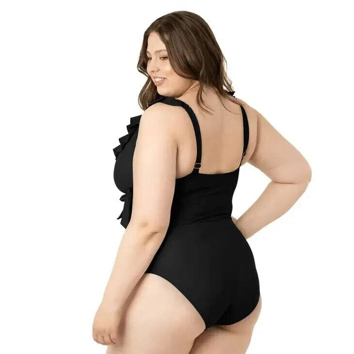 Black Nursing & Maternity One Piece Wrap Swimsuit - Isabel Maternity, Large