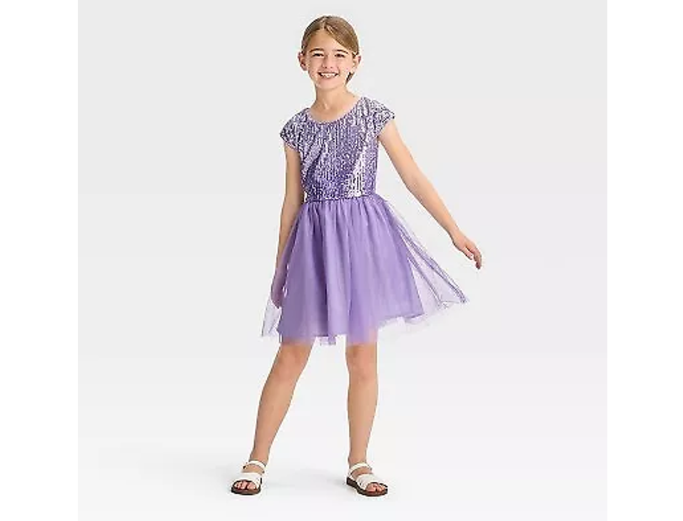 Zenzi Girls' Ombre Sequin Dress - Lavender, Large