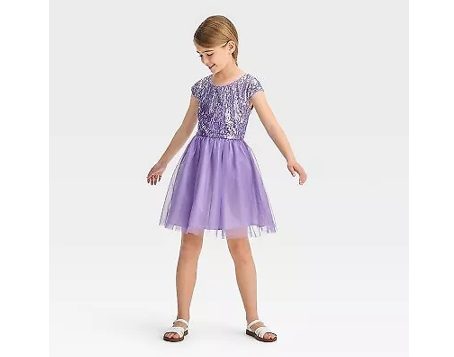 Zenzi Girls' Ombre Sequin Dress - Lavender, Large