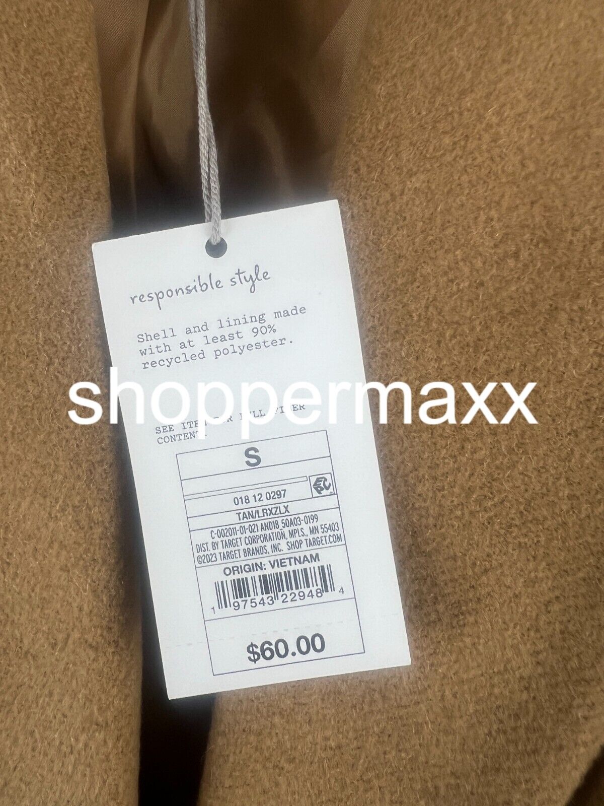 Women's Essential Wool Overcoat Jacket - A New Day, Light Brown, S