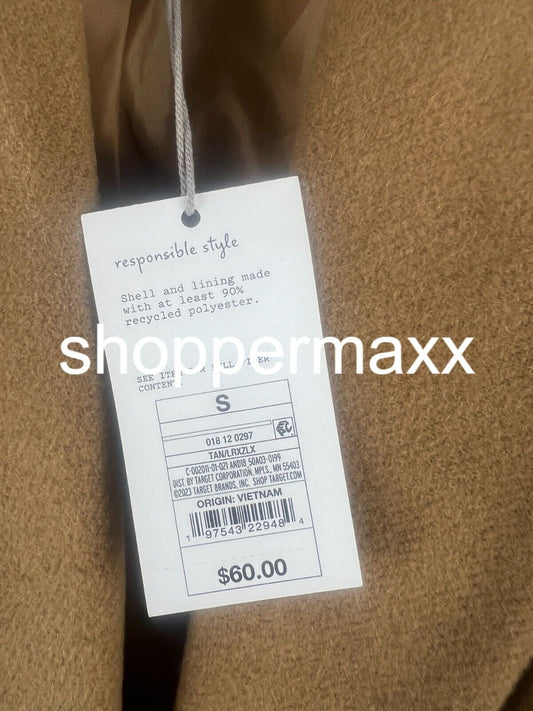 Women's Essential Wool Overcoat Jacket - A New Day, Light Brown, S