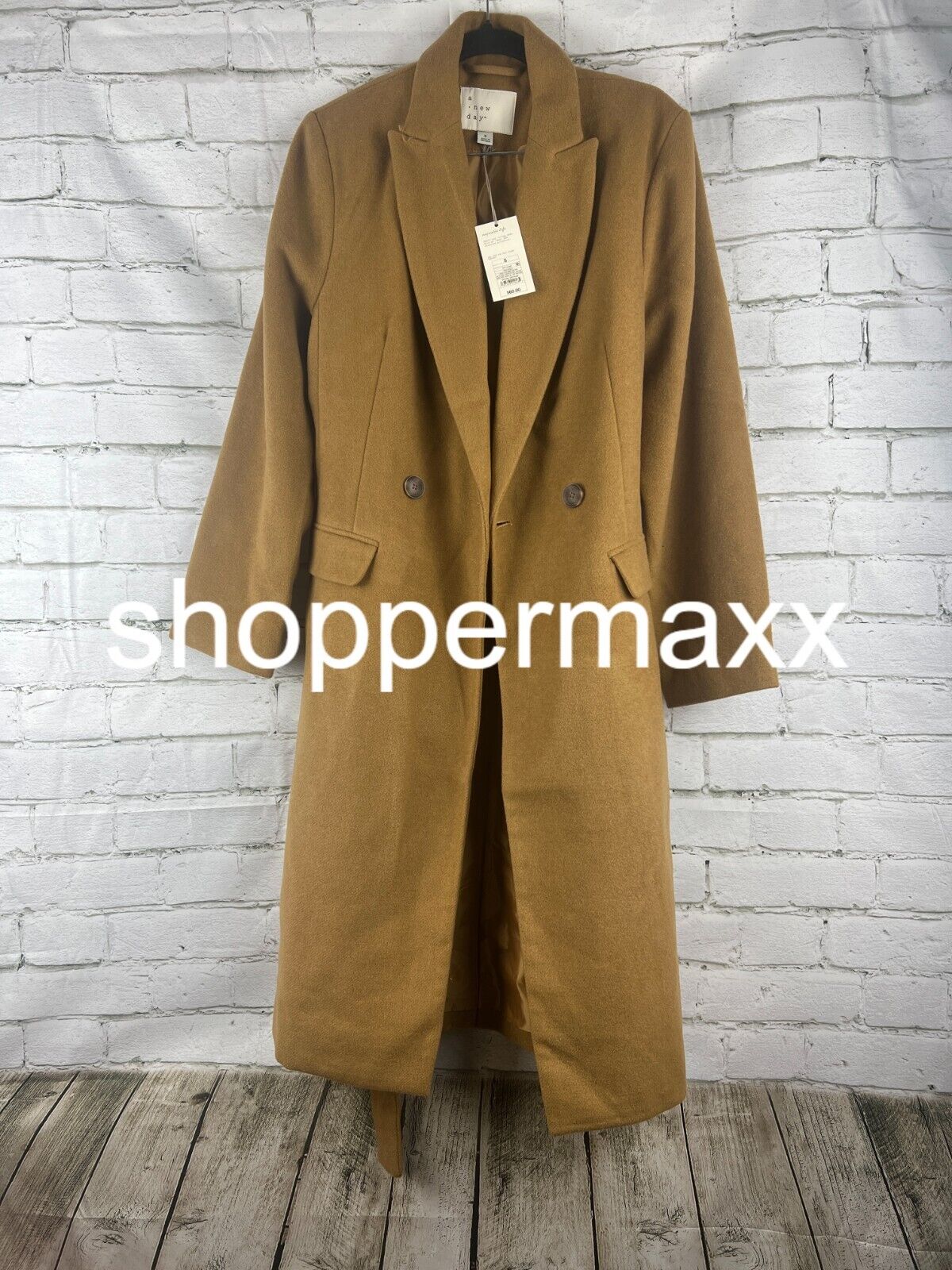 Women's Essential Wool Overcoat Jacket - A New Day, Light Brown, S