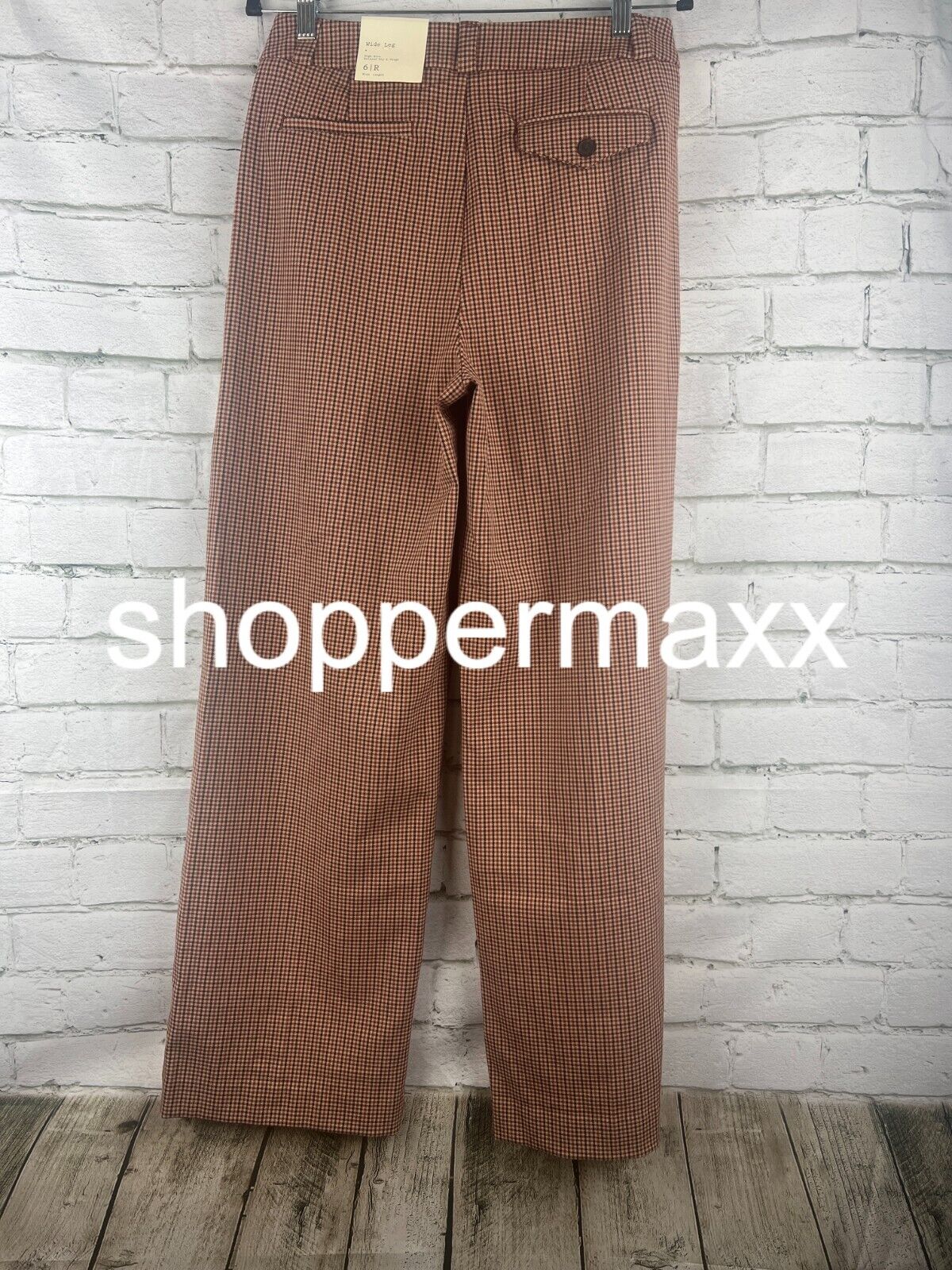 Women's High-Rise Fit Full Length Baggy Wide Leg - A New Day, Brown Plaid, 4