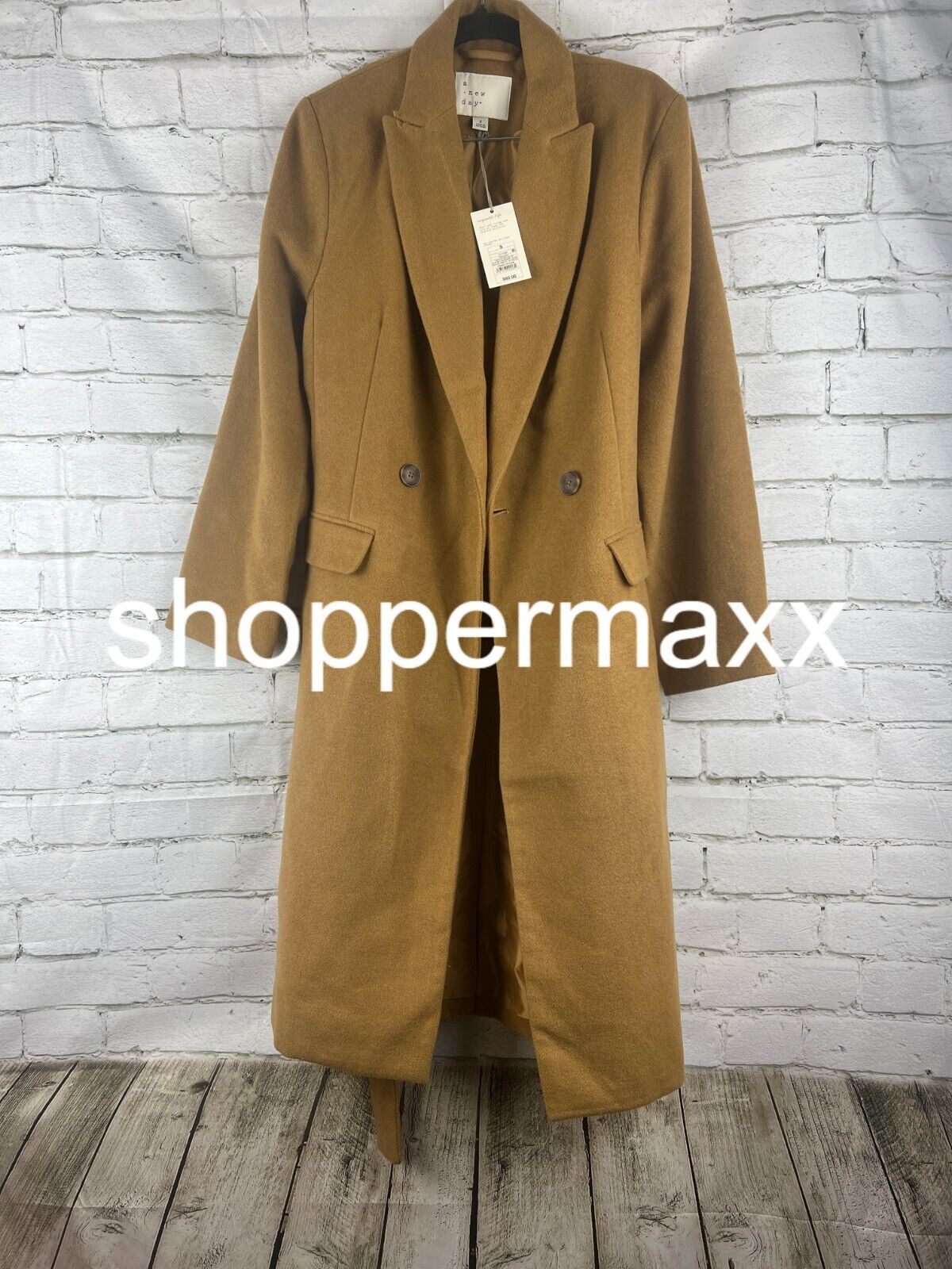 Women's Essential Wool Overcoat Jacket - A New Day, Light Brown, S