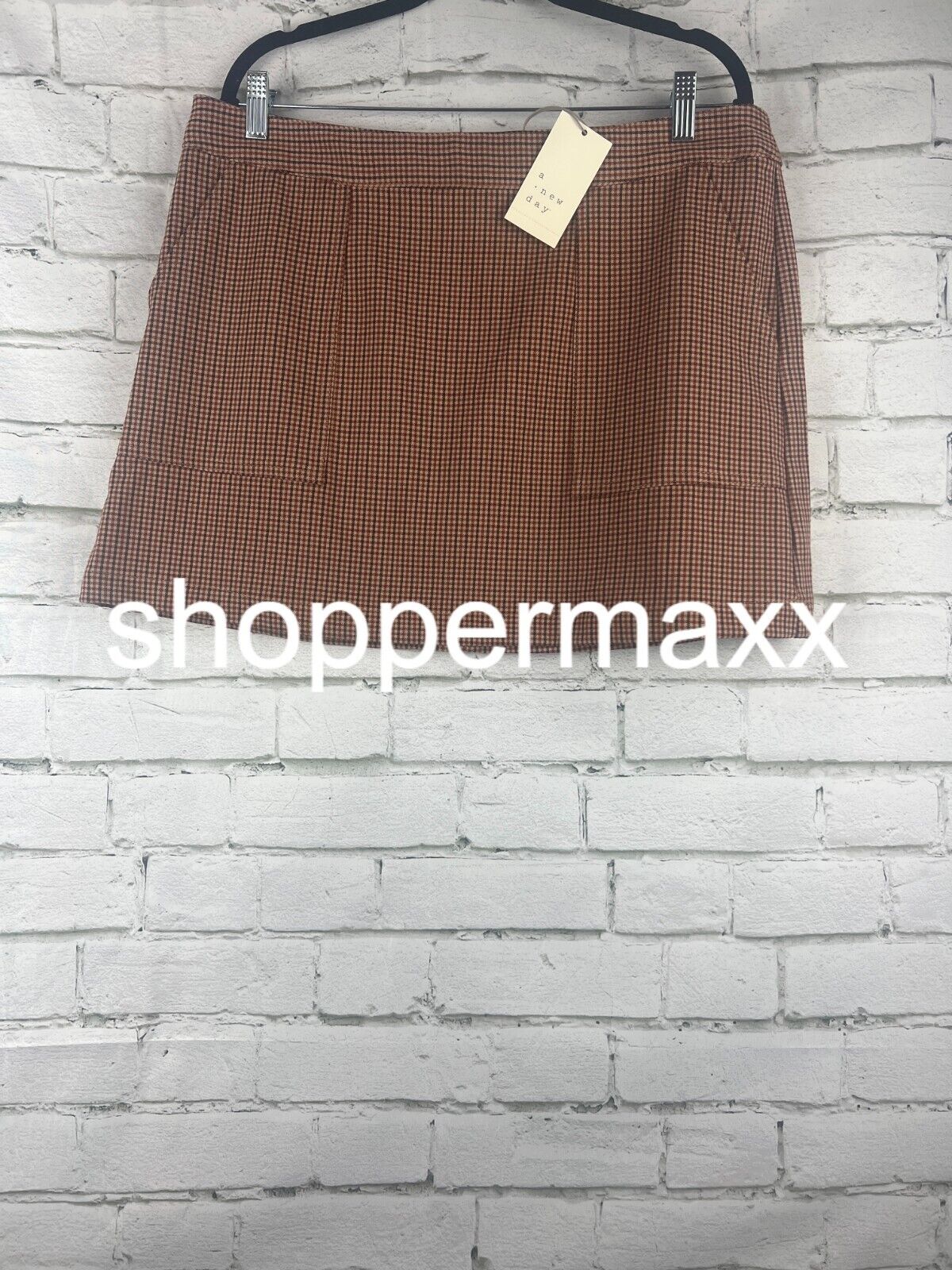Women's Mini Skirt - A New Day, Brown Plaid, L