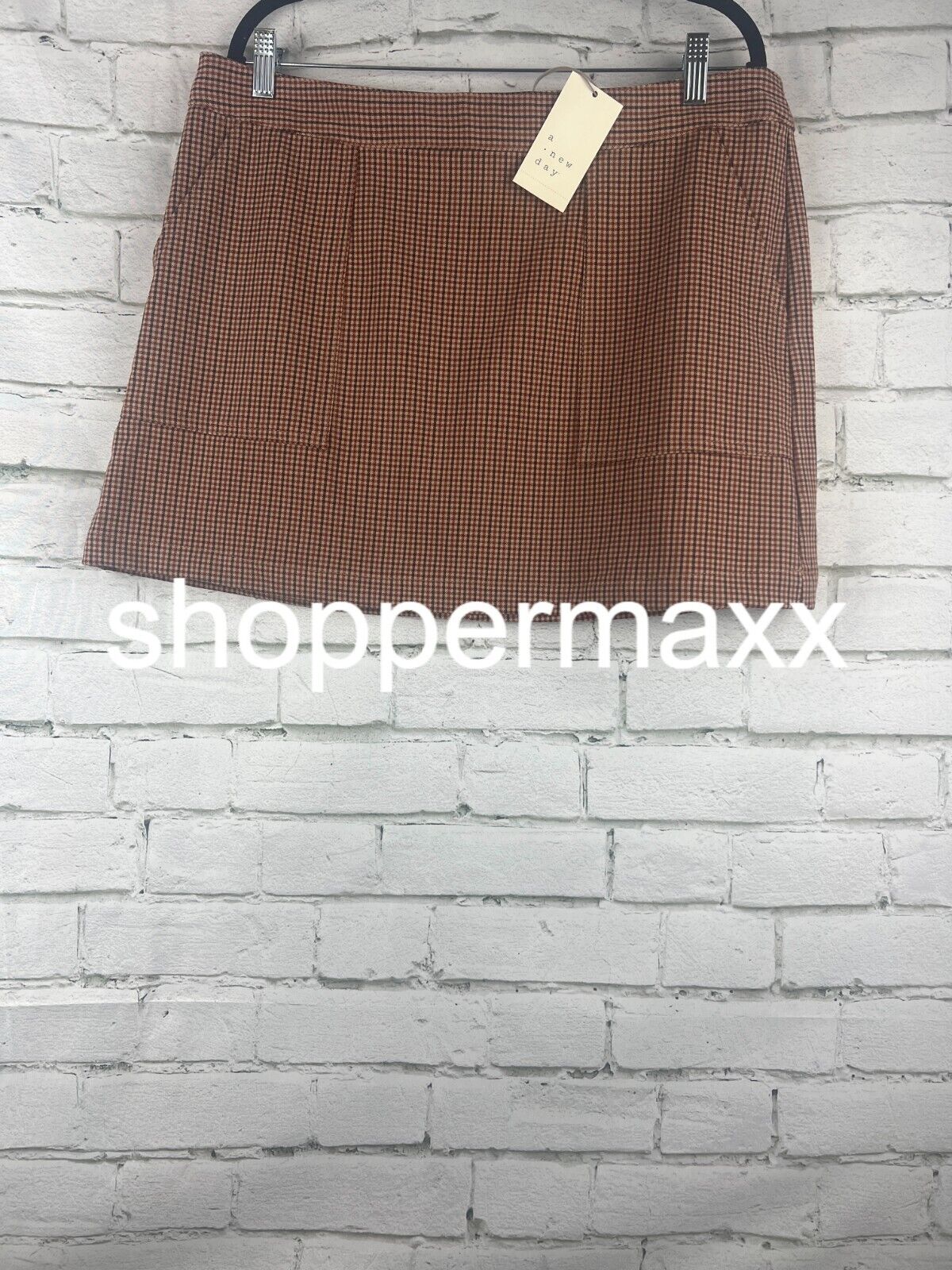 Women's Mini Skirt - A New Day, Brown Plaid, L