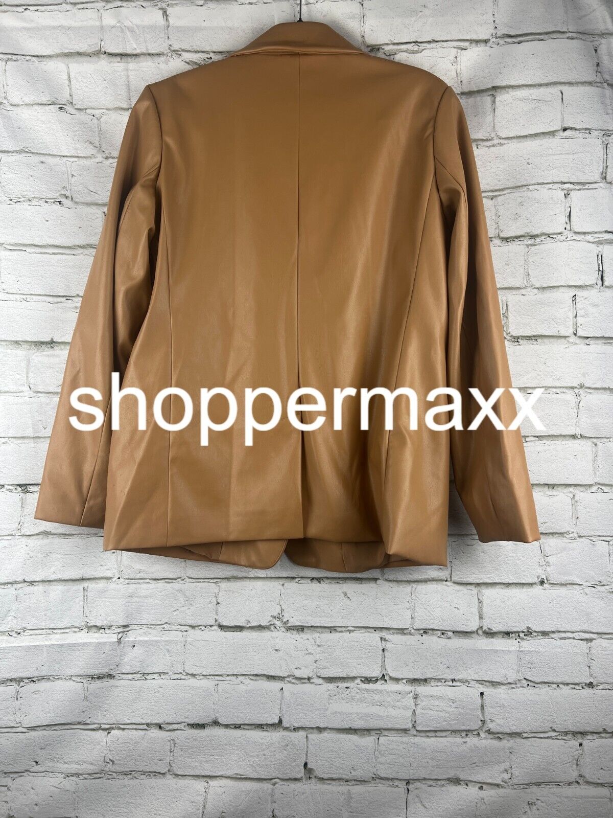 Women's Faux Leather Relaxed Fit Blazer - A New Day, Brown, S