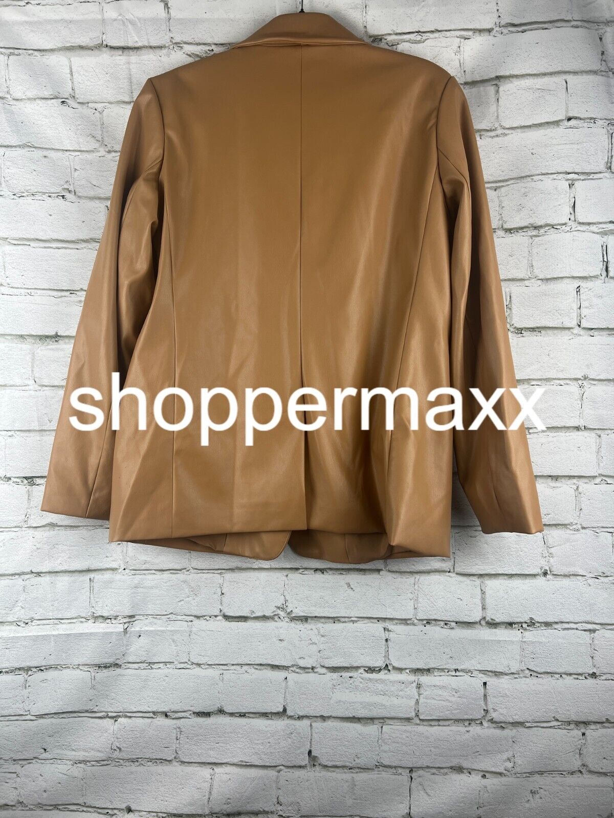 Women's Faux Leather Relaxed Fit Blazer - A New Day, Brown, S