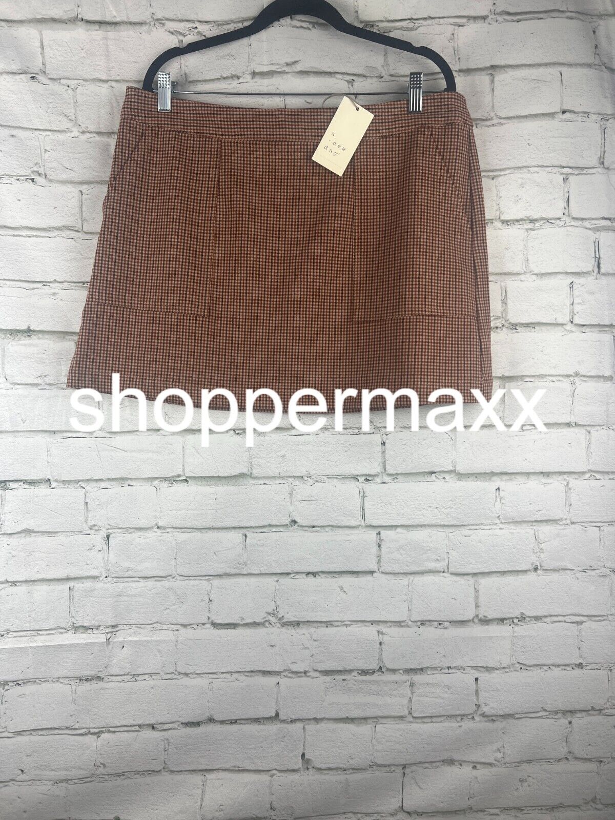 Women's Mini Skirt - A New Day, Brown Plaid, L
