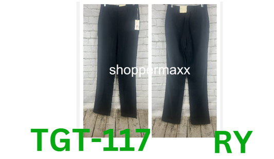 Women's High-Rise Regular Fit Full Length Straight Trousers -A New Day, Black,4L