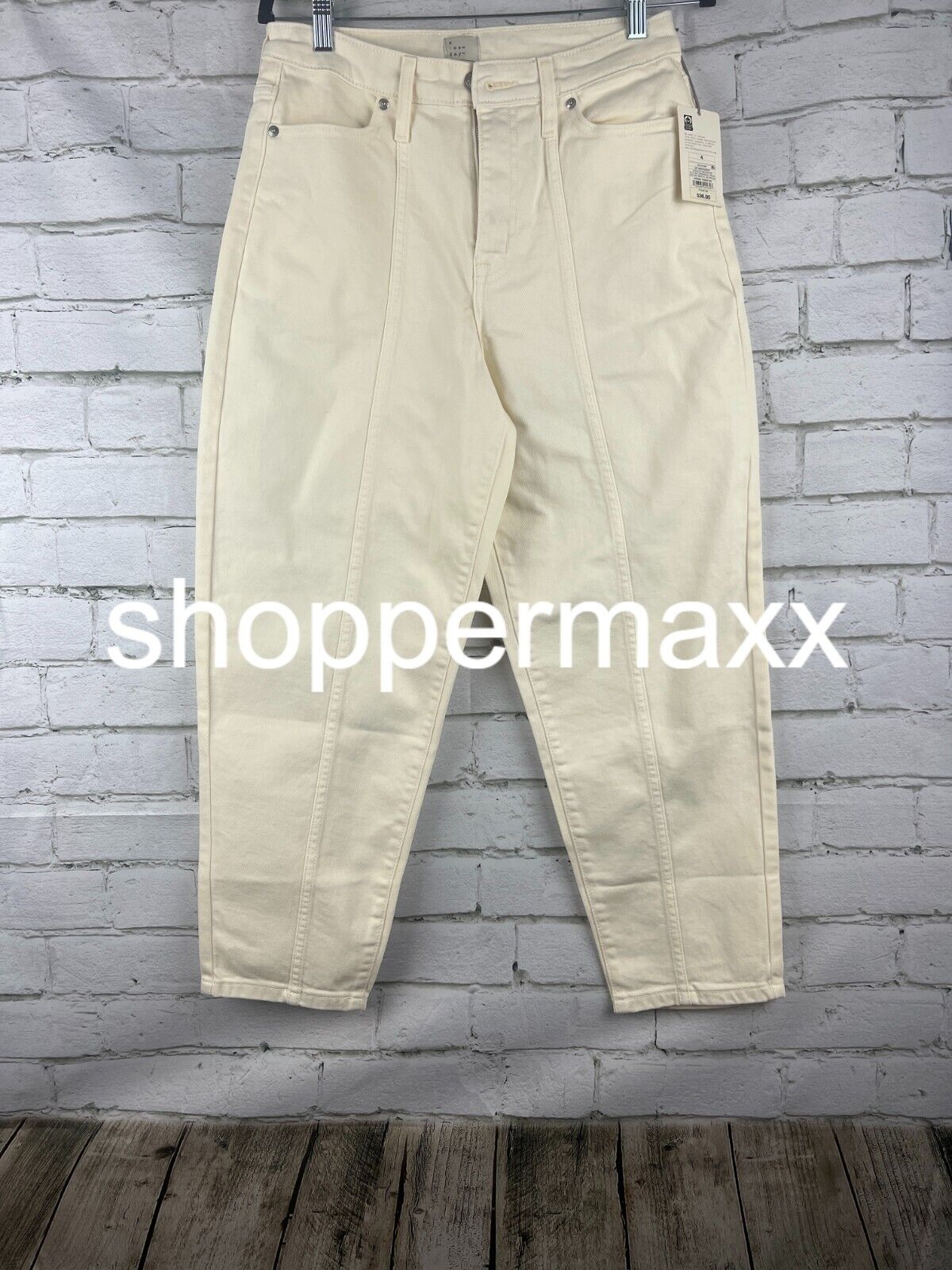 Women's High-Rise Carrot Leg Denim Pants - A New Day, Off-White, 4