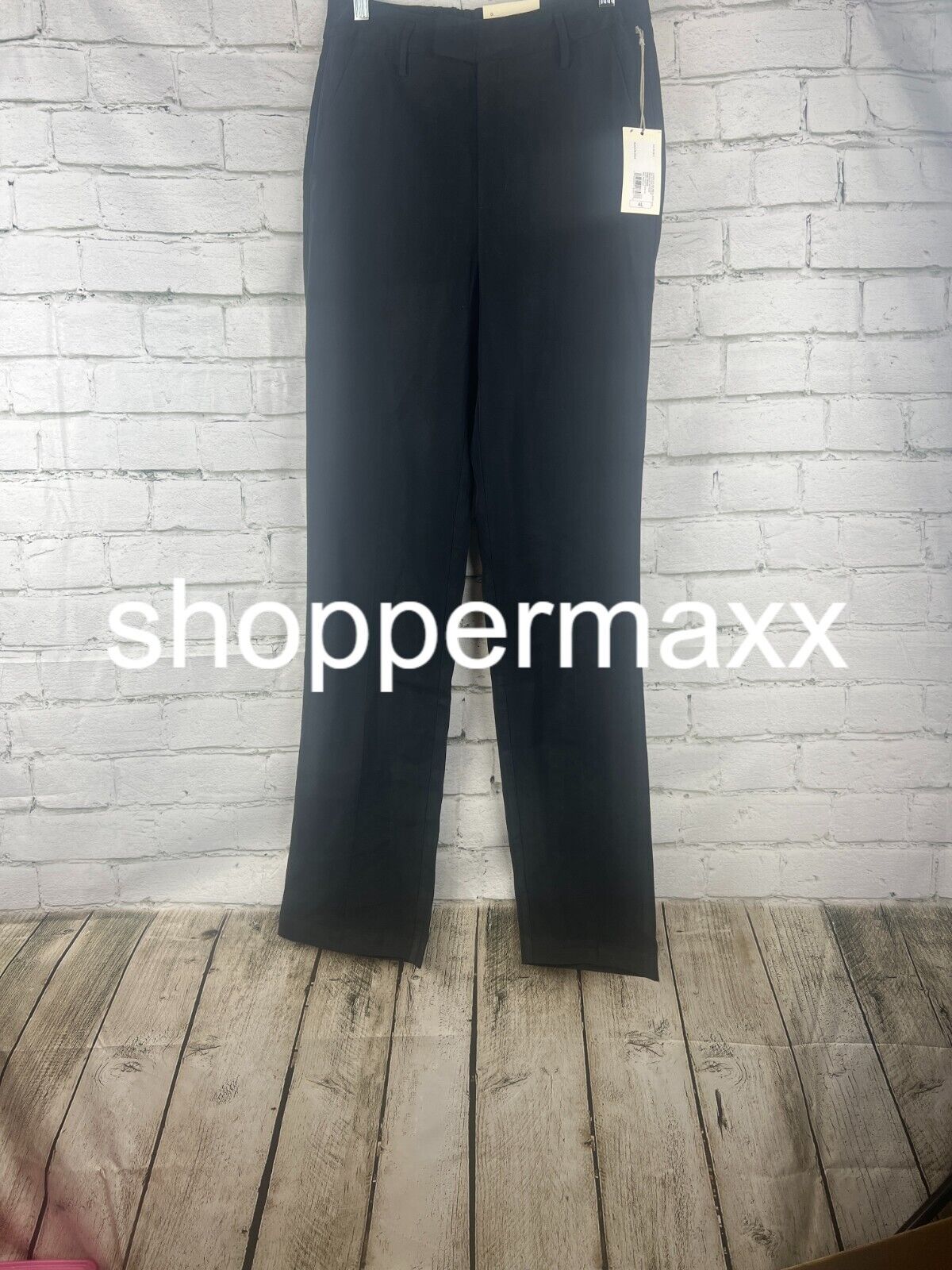 Women's High-Rise Regular Fit Full Length Straight Trousers -A New Day, Black,4L