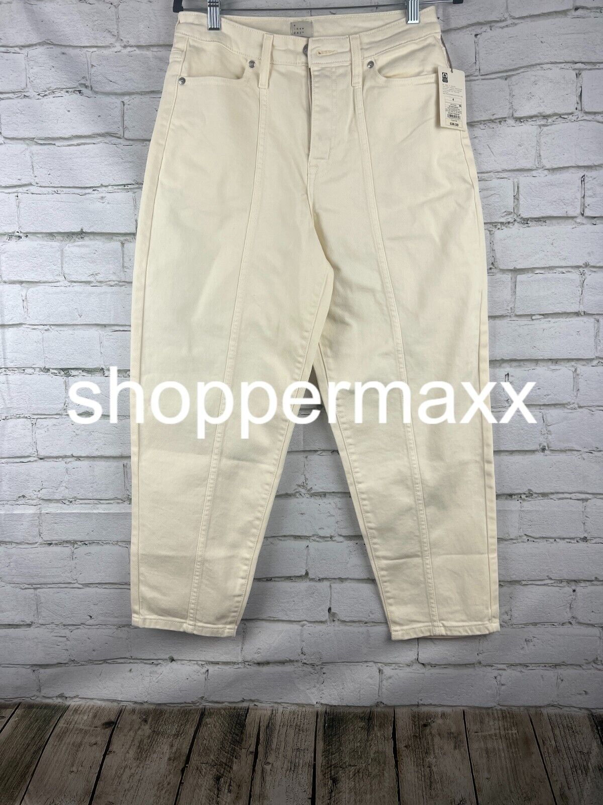 Women's High-Rise Carrot Leg Denim Pants - A New Day, Off-White, 4