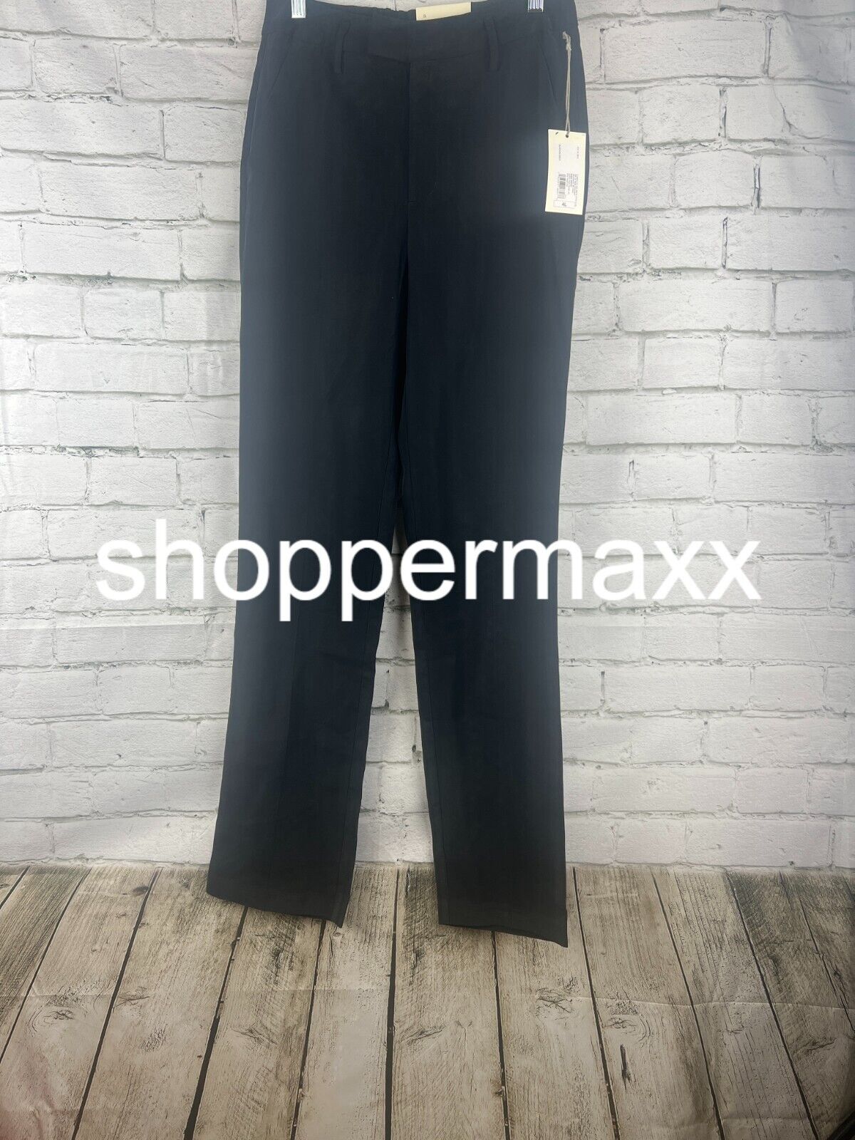Women's High-Rise Regular Fit Full Length Straight Trousers -A New Day, Black,4L