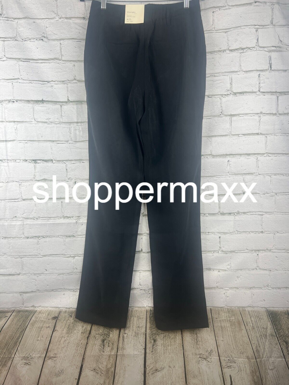 Women's High-Rise Regular Fit Full Length Straight Trousers -A New Day, Black,4L