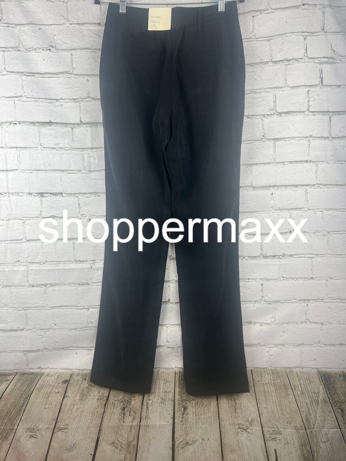 Women's High-Rise Regular Fit Full Length Straight Trousers -A New Day, Black,4L