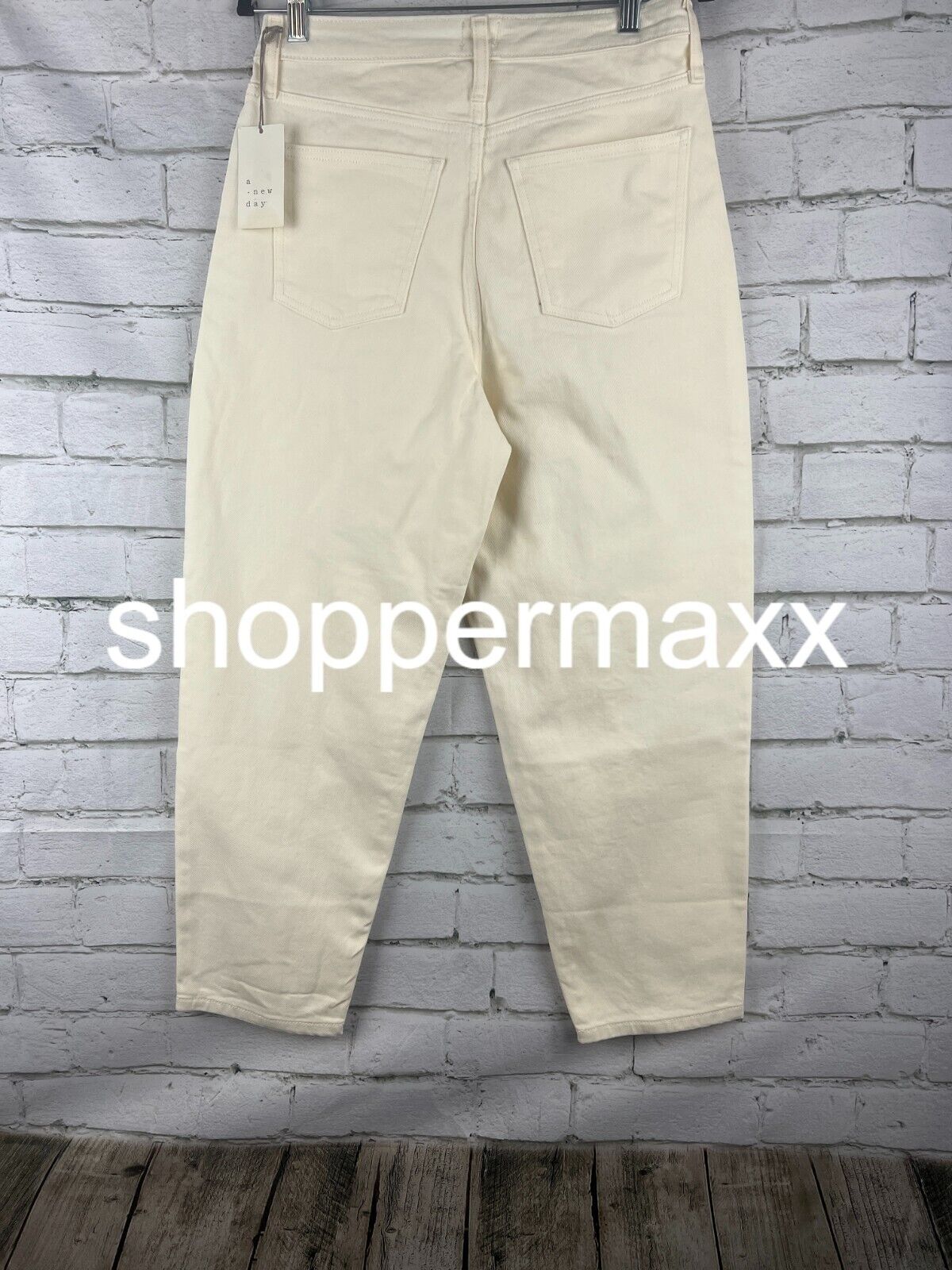 Women's High-Rise Carrot Leg Denim Pants - A New Day, Off-White, 4