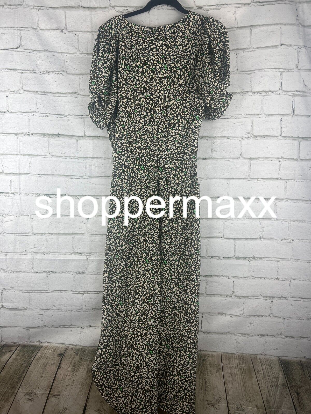 Women's Crepe Short Sleeve Midi Dress - A New Day, Green Floral, M