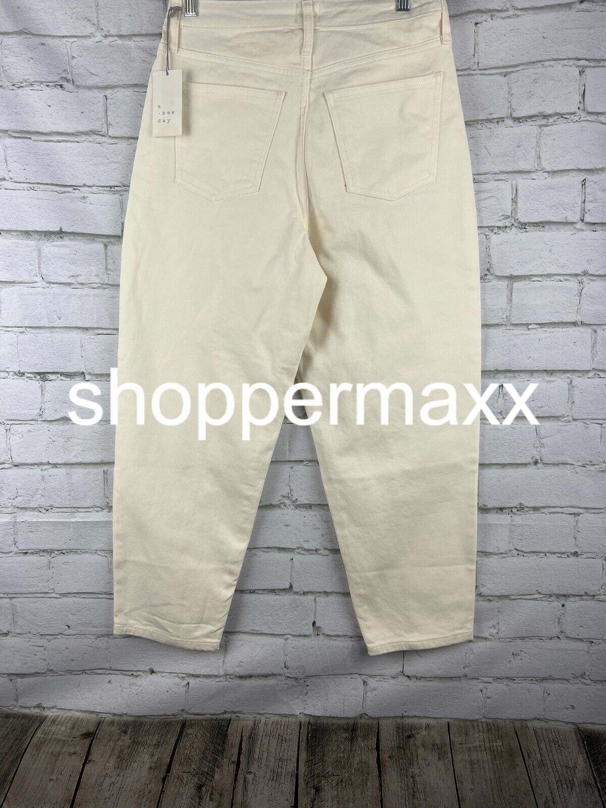 Women's High-Rise Carrot Leg Denim Pants - A New Day, Off-White, 4