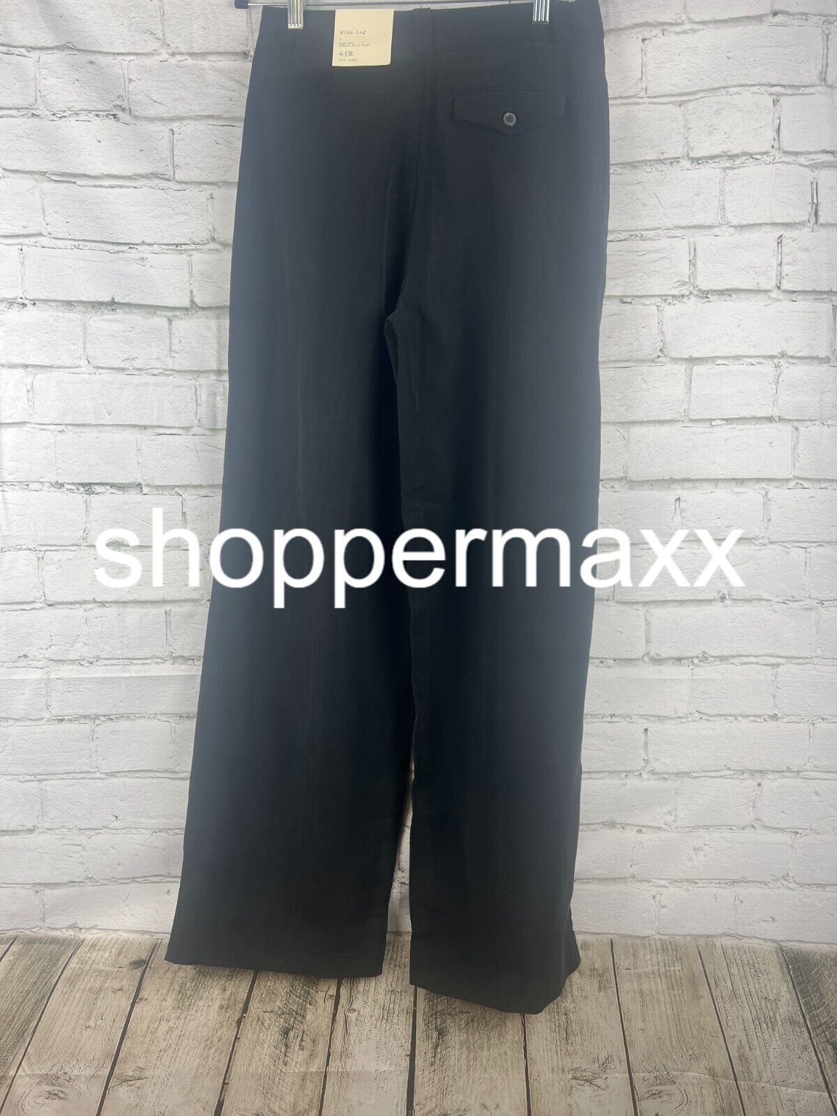 Women's High-Rise Relaxed Fit Baggy Wide Leg Trousers - A New Day, Black, 4