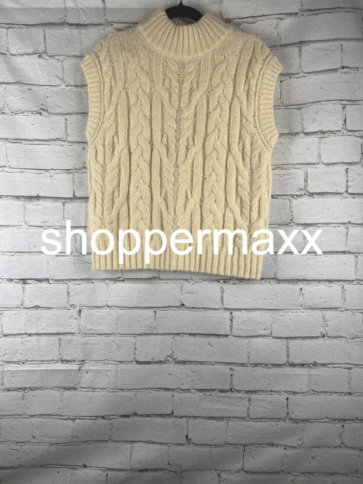 Women's Crewneck Cropped Sweater Vest - A New Day, Cream, M