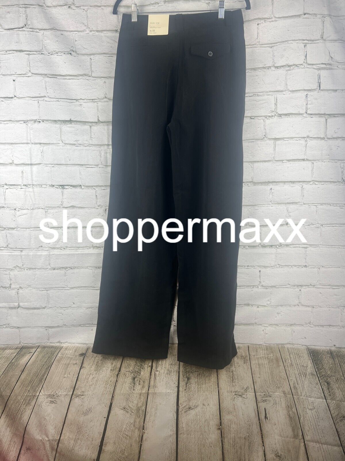 Women's High-Rise Relaxed Fit Baggy Wide Leg Trousers - A New Day, Black, 4