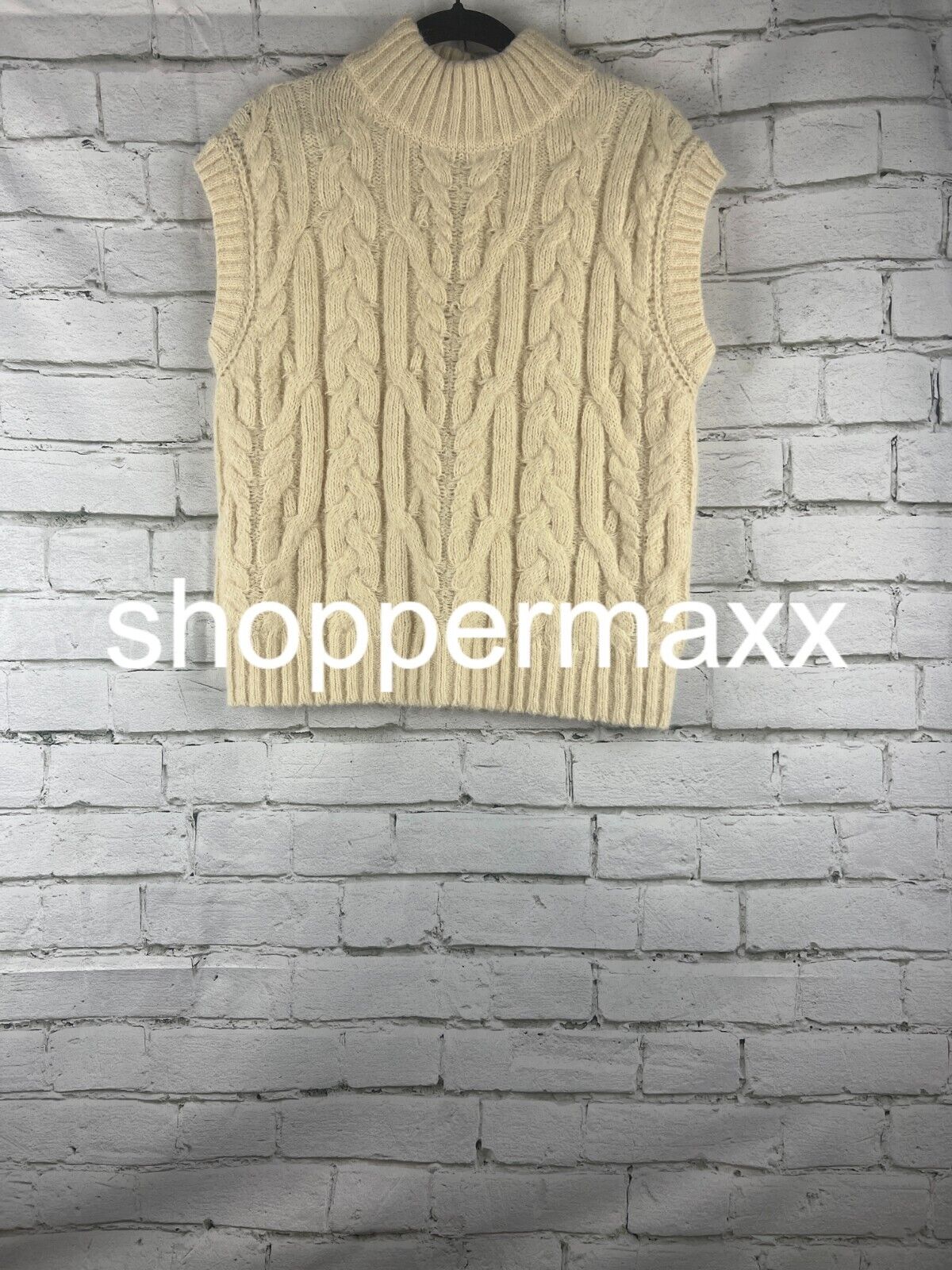 Women's Crewneck Cropped Sweater Vest - A New Day, Cream, M