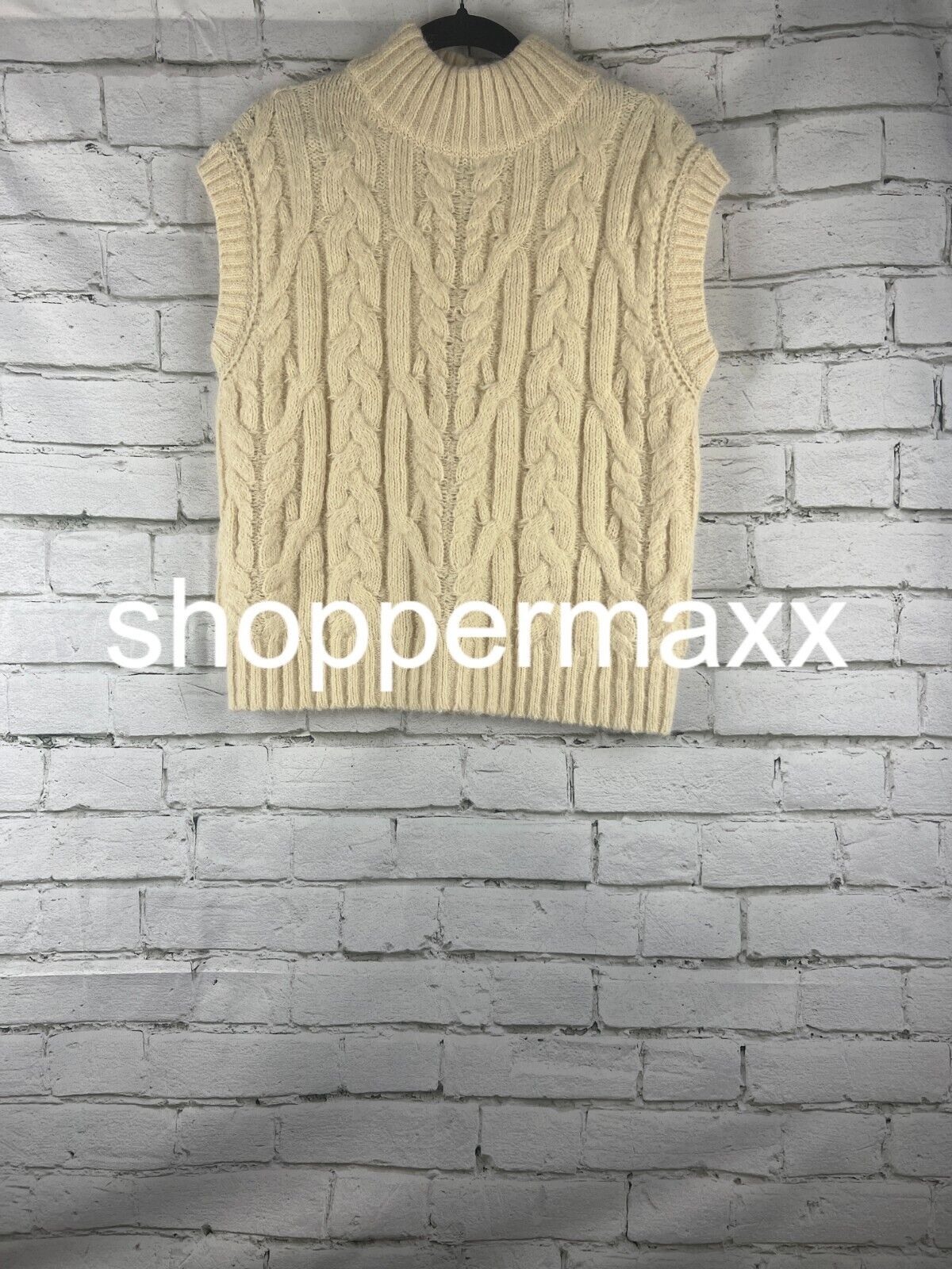 Women's Crewneck Cropped Sweater Vest - A New Day, Cream, M