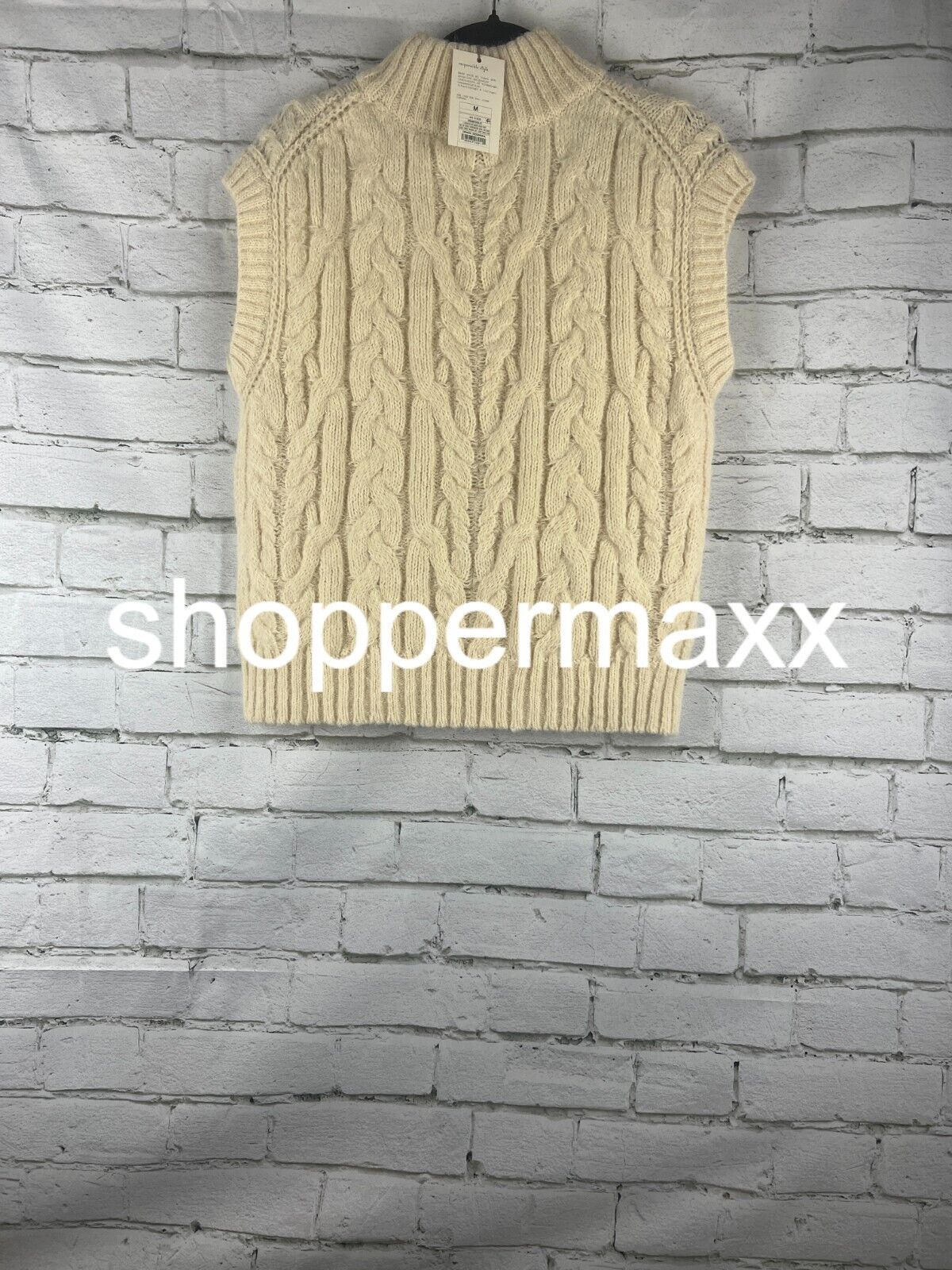 Women's Crewneck Cropped Sweater Vest - A New Day, Cream, M