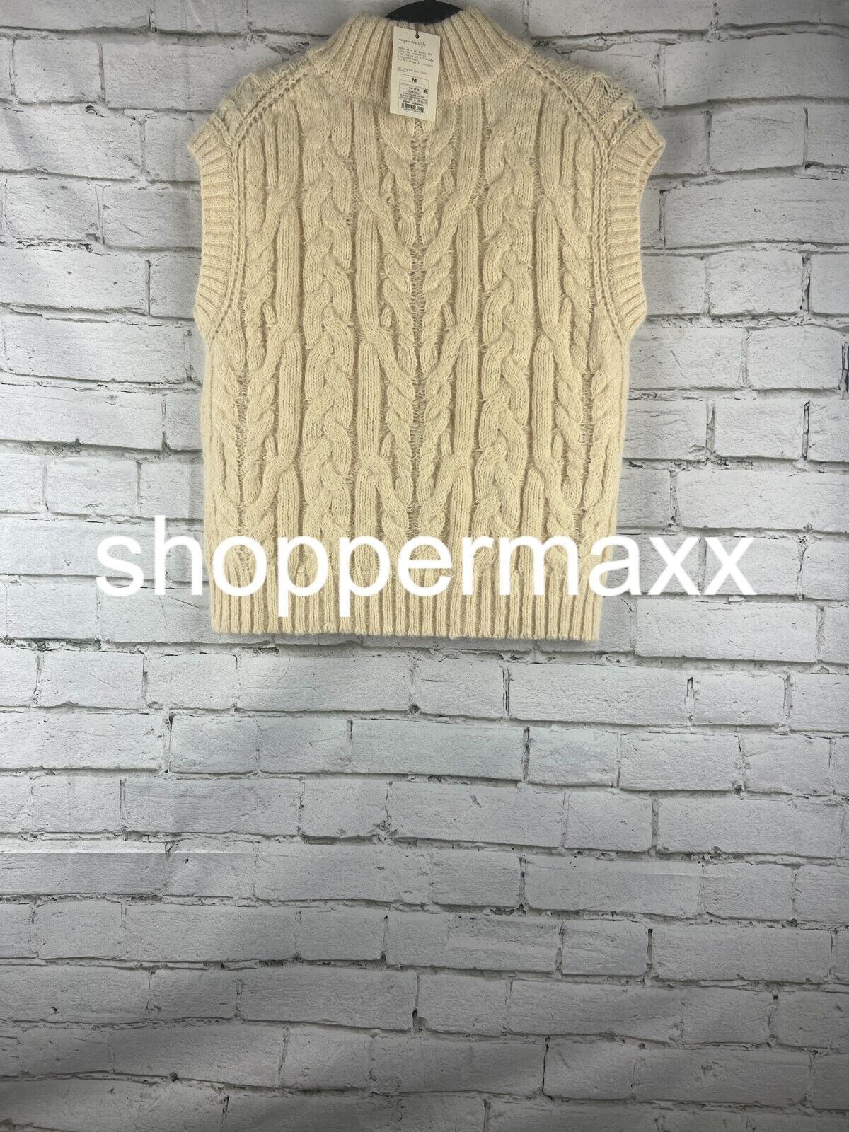 Women's Crewneck Cropped Sweater Vest - A New Day, Cream, M