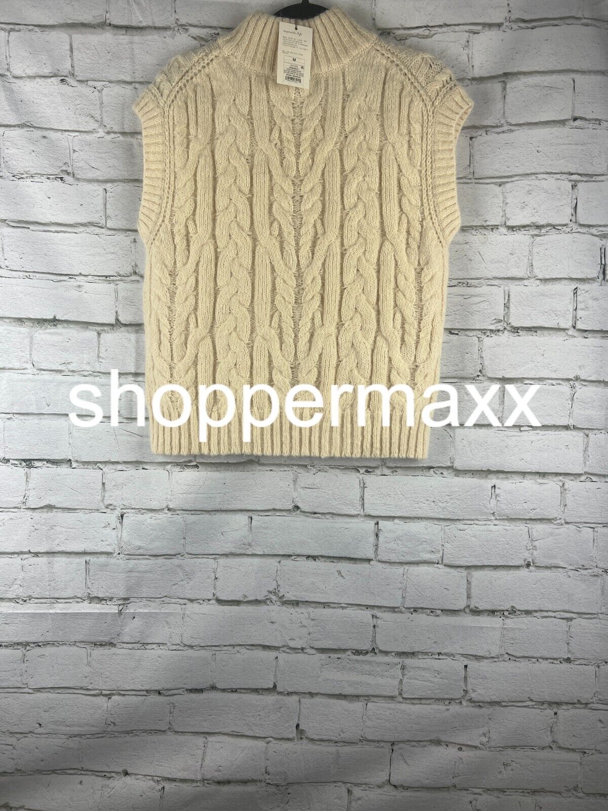 Women's Crewneck Cropped Sweater Vest - A New Day, Cream, M