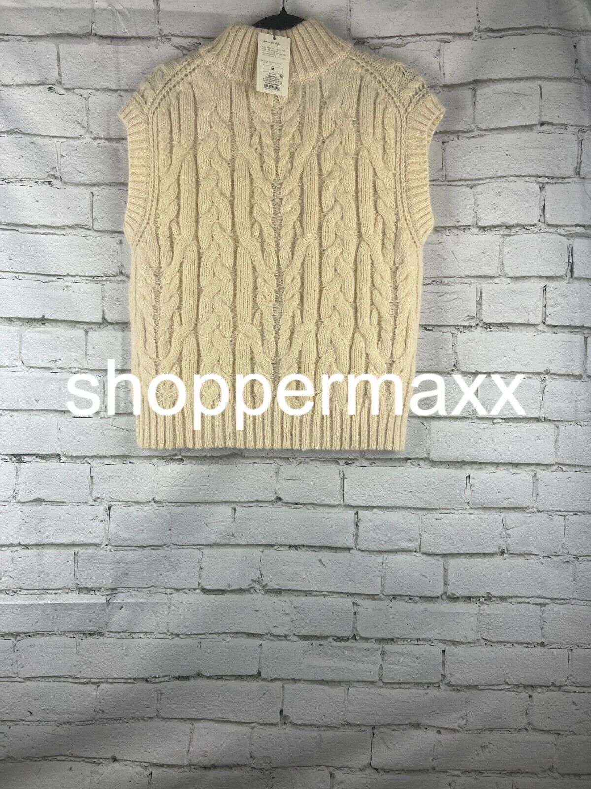 Women's Crewneck Cropped Sweater Vest - A New Day, Cream, M